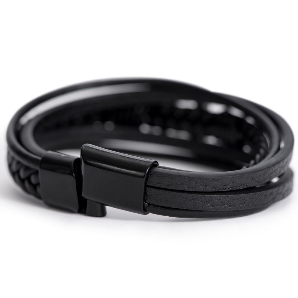 Men's Cross Bracelet – Braided Vegan Leather Faith Gift for Him