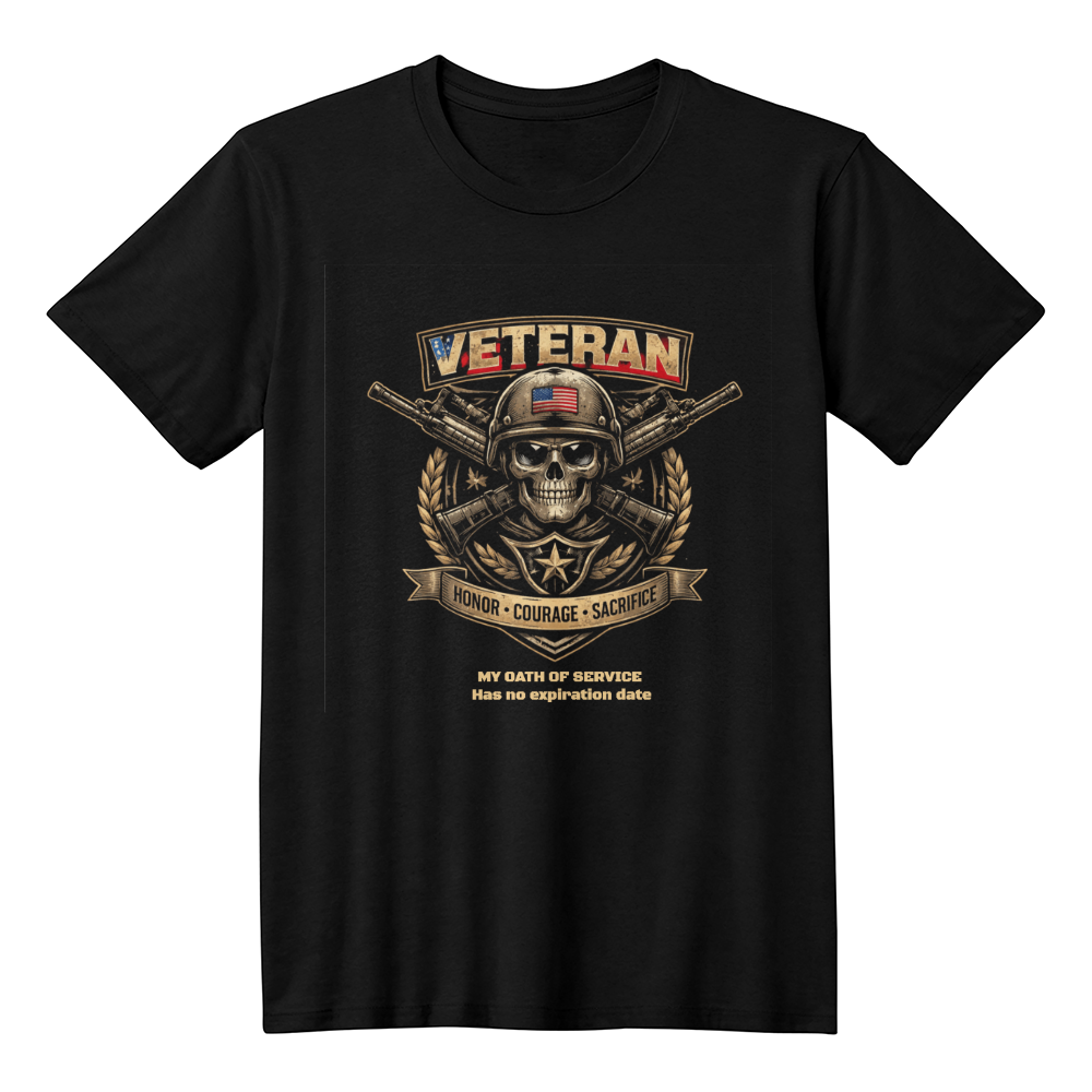 Veteran Skull T-Shirt – Honor • Courage • Sacrifice