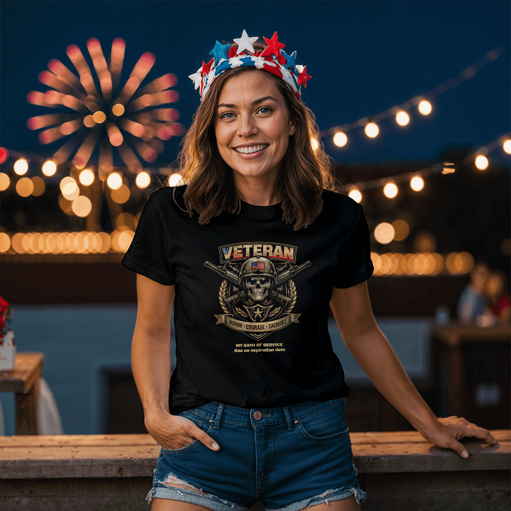 Veteran Skull T-Shirt – Honor • Courage • Sacrifice