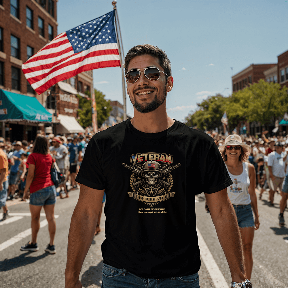 Veteran Skull T-Shirt – Honor • Courage • Sacrifice