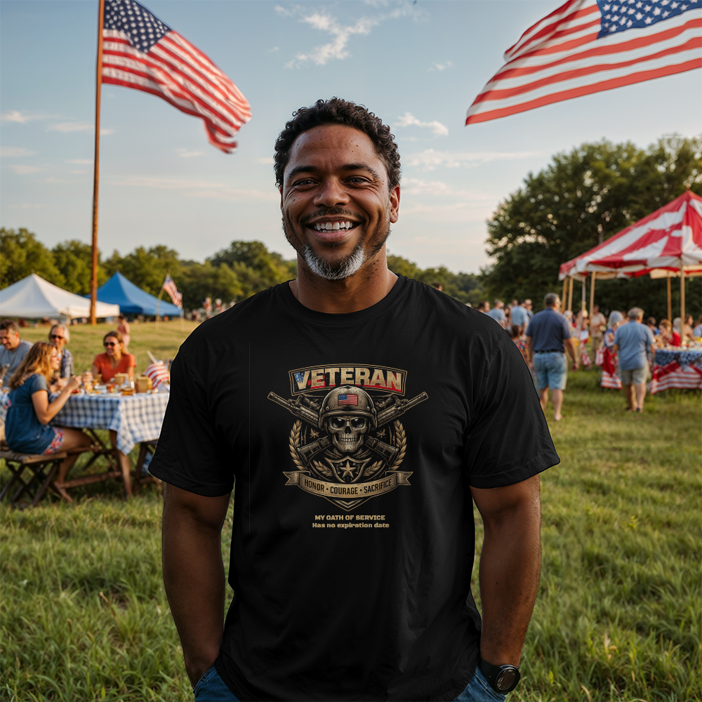 Veteran Skull T-Shirt – Honor • Courage • Sacrifice