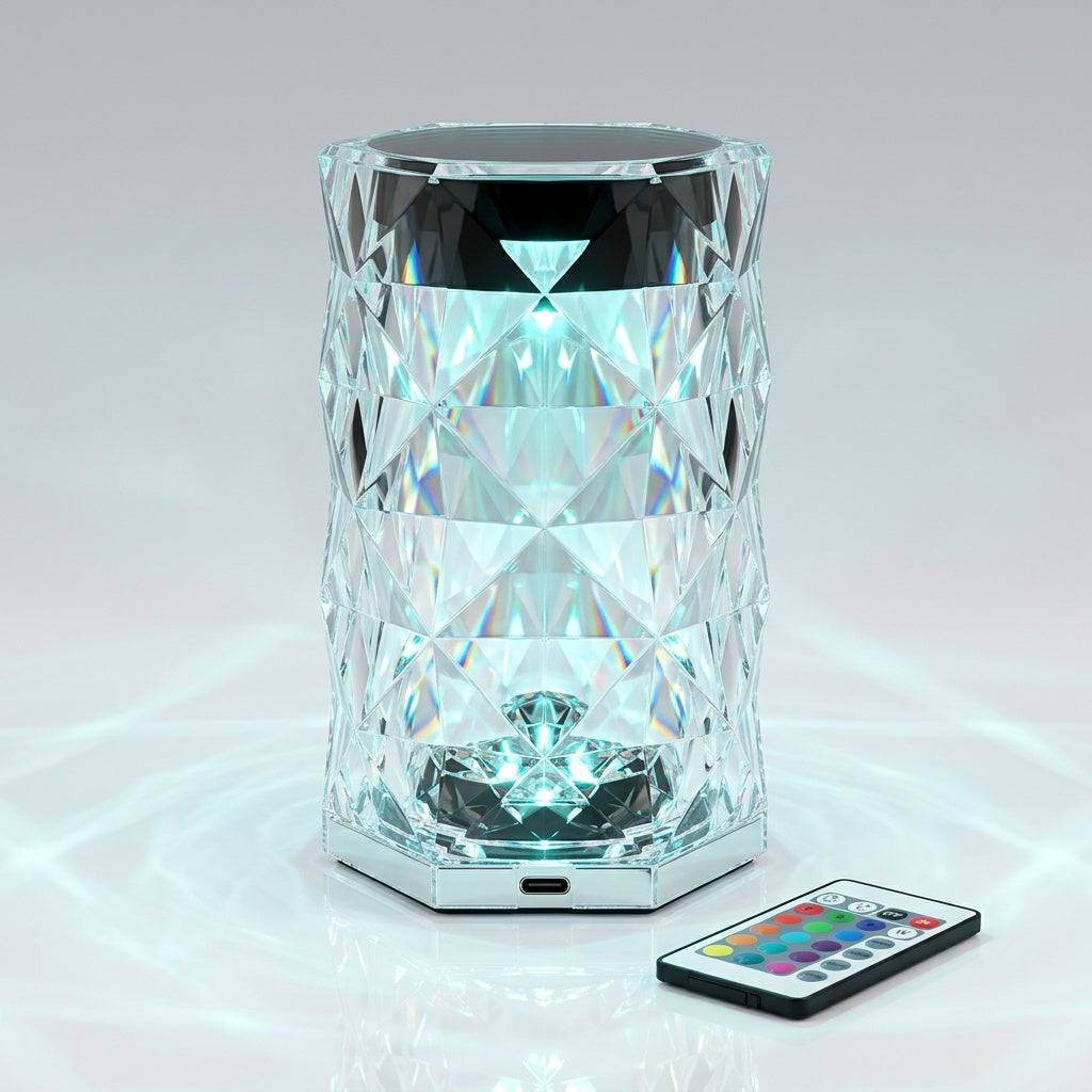 Rose Crystal Touch Lamp with Ambient LED Lighting