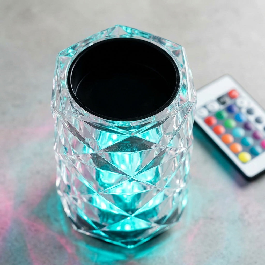 Rose Crystal Touch Lamp with Ambient LED Lighting