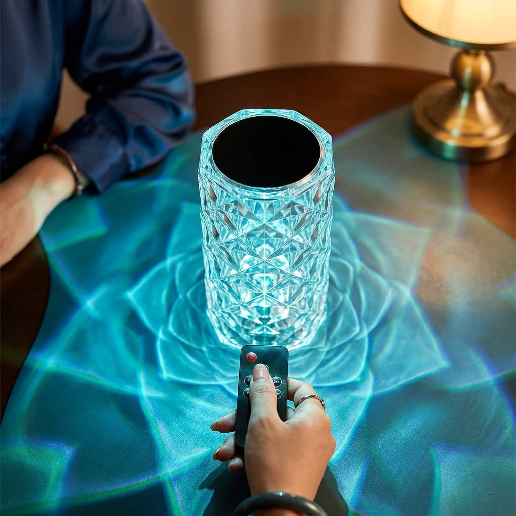 Rose Crystal Touch Lamp with Ambient LED Lighting