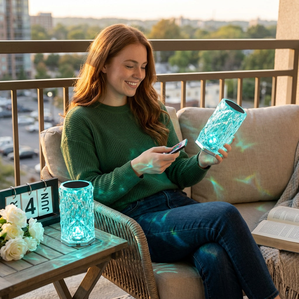 Rose Crystal Touch Lamp with Ambient LED Lighting
