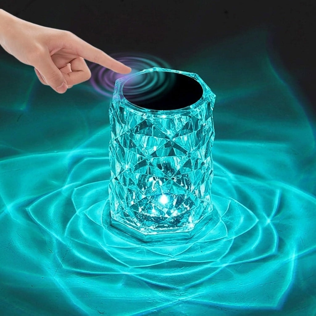 Rose Crystal Touch Lamp with Ambient LED Lighting