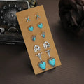 Western Turquoise Earrings, Cowgirl Jewelry, Earrings for Women, 6 pair